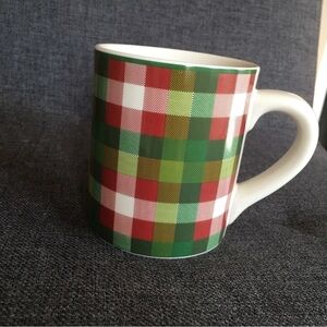 Colorful Plaid Coffee Mug, Red, Green, Cream, 12 oz